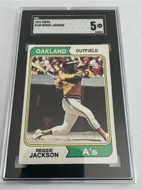 1974 Topps Reggie Jackson SGC 5 Oakland Athletics #130 Vintage Baseball Card
